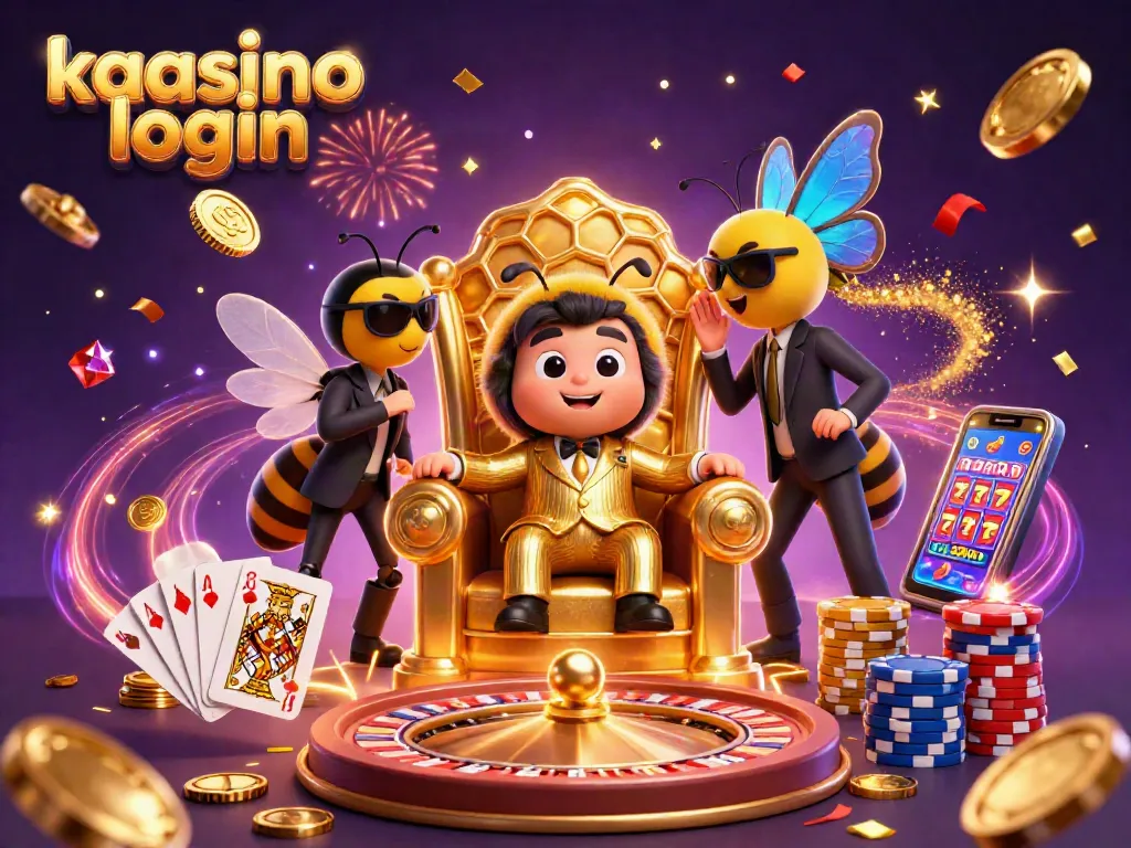 Kaasino login assembled with dynamic casino elements featuring a bumblebee mob boss and wasp bodyguards.