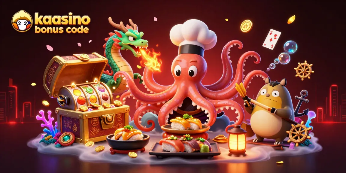 Engage with the kaasino bonus code scene showcasing slot reels, vibrant characters, and dynamic casino elements.