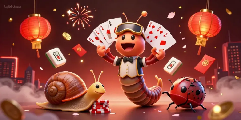 Engage with kqbd chau a as a 3D cartoon dealer showcases dynamic card action surrounded by festive elements.