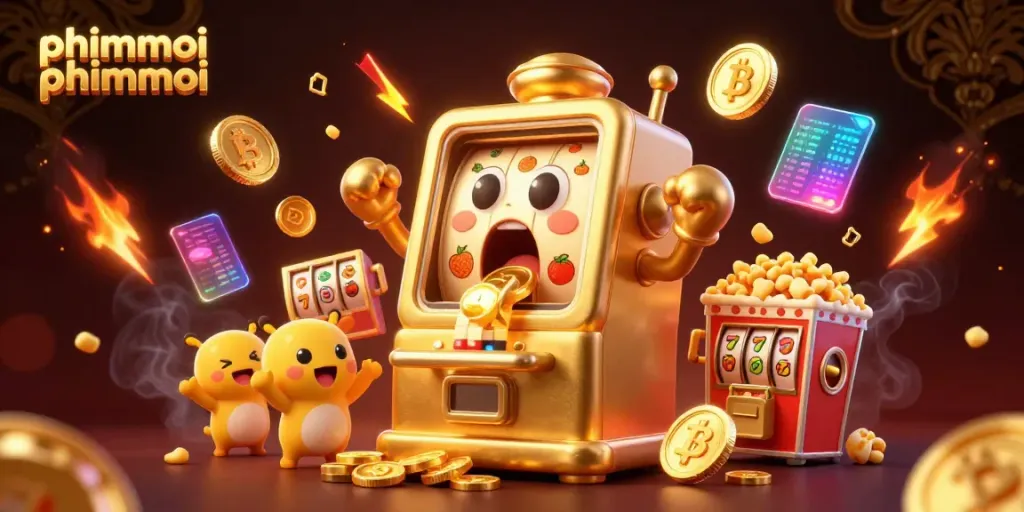 Experience excitement with phimmoi phimmoi slot machines winning coins in a vibrant casino scene.